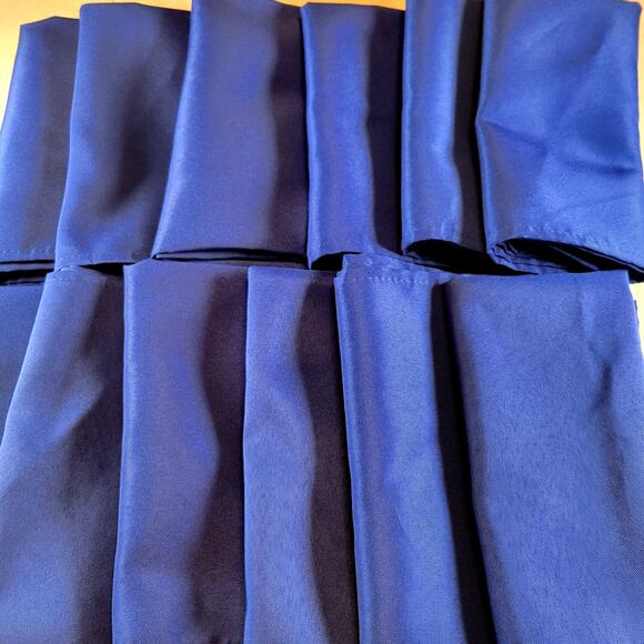 Set of 12 Royal Blue Cloth Napkins 17"x17" Solid Color Polyester Dinner Table - Picture 6 of 11